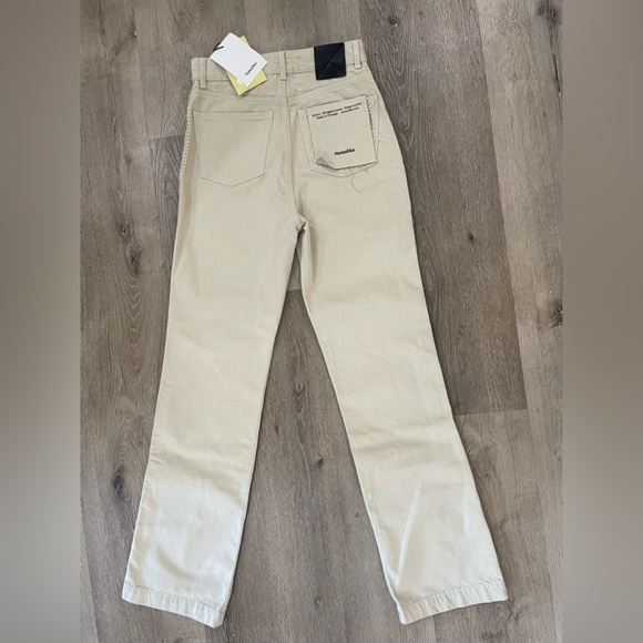 NWT Nanushka Seldes Beige Crochet-Trimmed Jeans - Picture 13 of 16